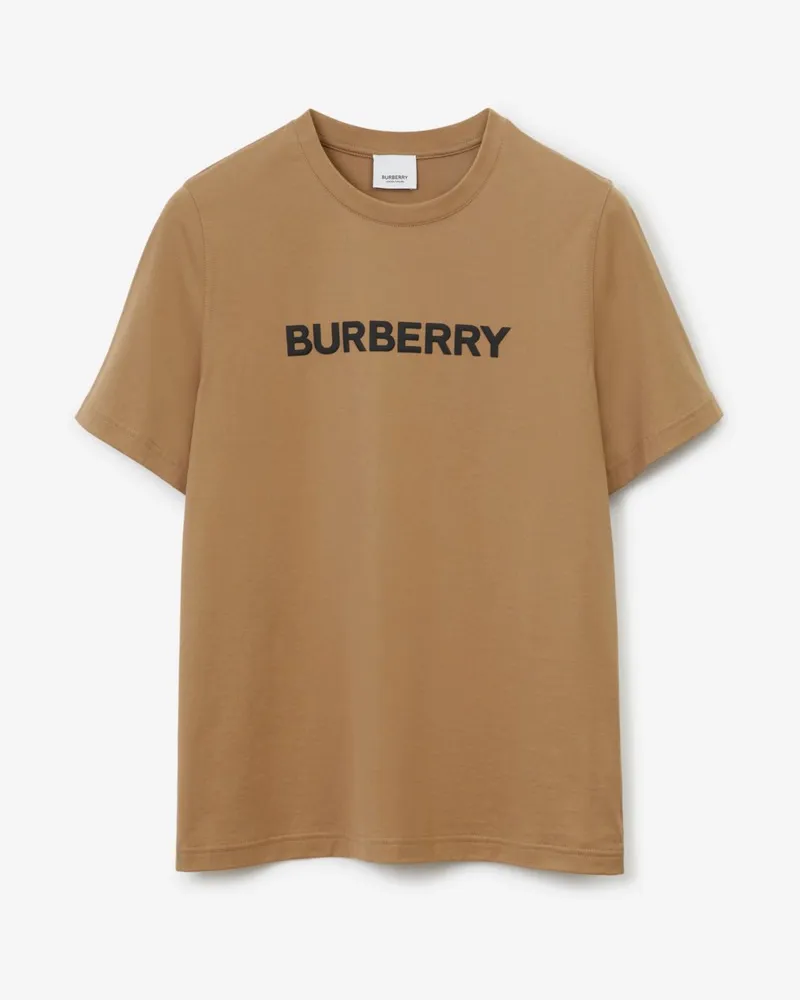 Burberry Baumwoll-T-Shirt mit Logo Camelfarben