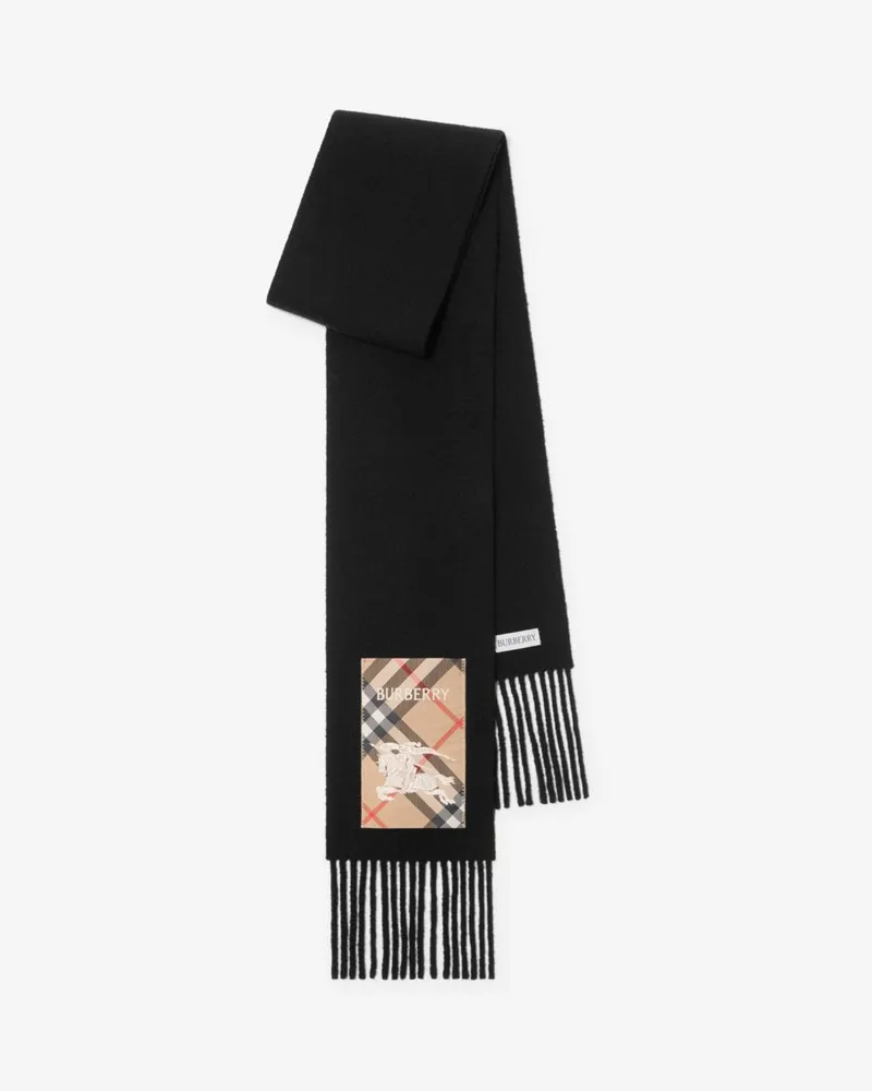 Burberry Kaschmirschal mit Check-Label Schwarz