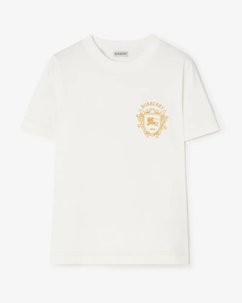 Burberry Baumwoll-T-Shirt mit Ritteremblem , Size Chalk