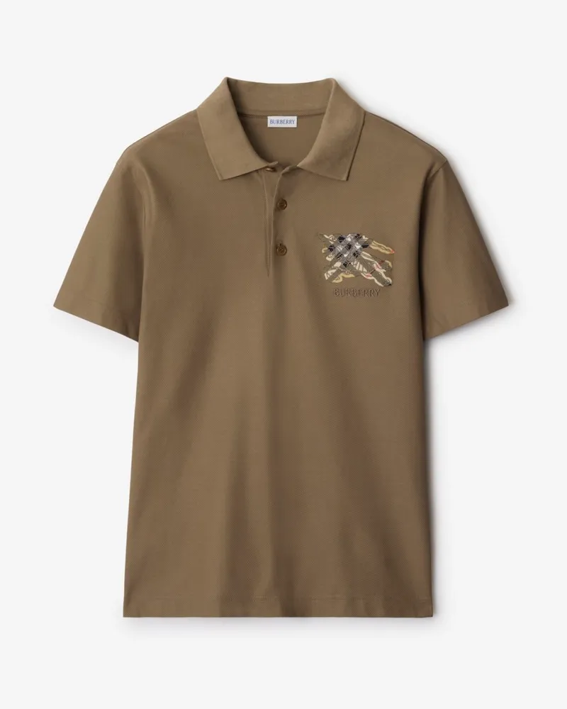 Burberry Baumwoll-Poloshirt mit EKD-Motiv und Check Clay-braun