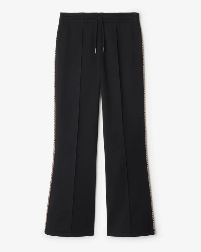 Burberry Baumwollmisch-Trainingshose mit Check-Besatz Schwarz