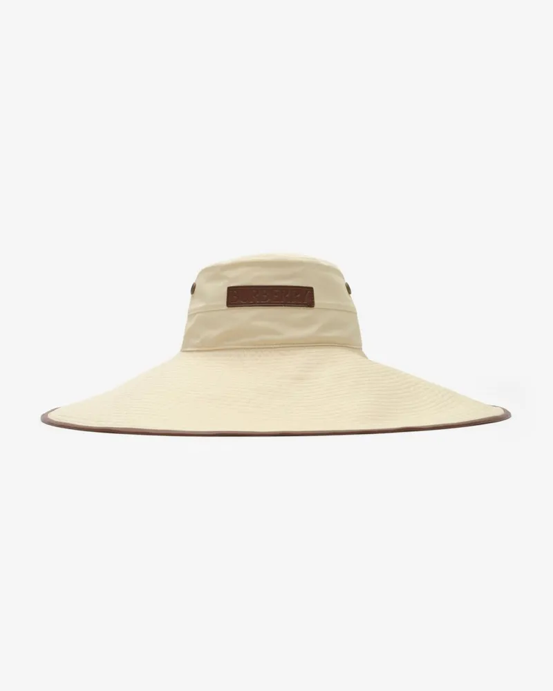Burberry Gabardine-Sonnenhut mit Logo , Size Calico-beige