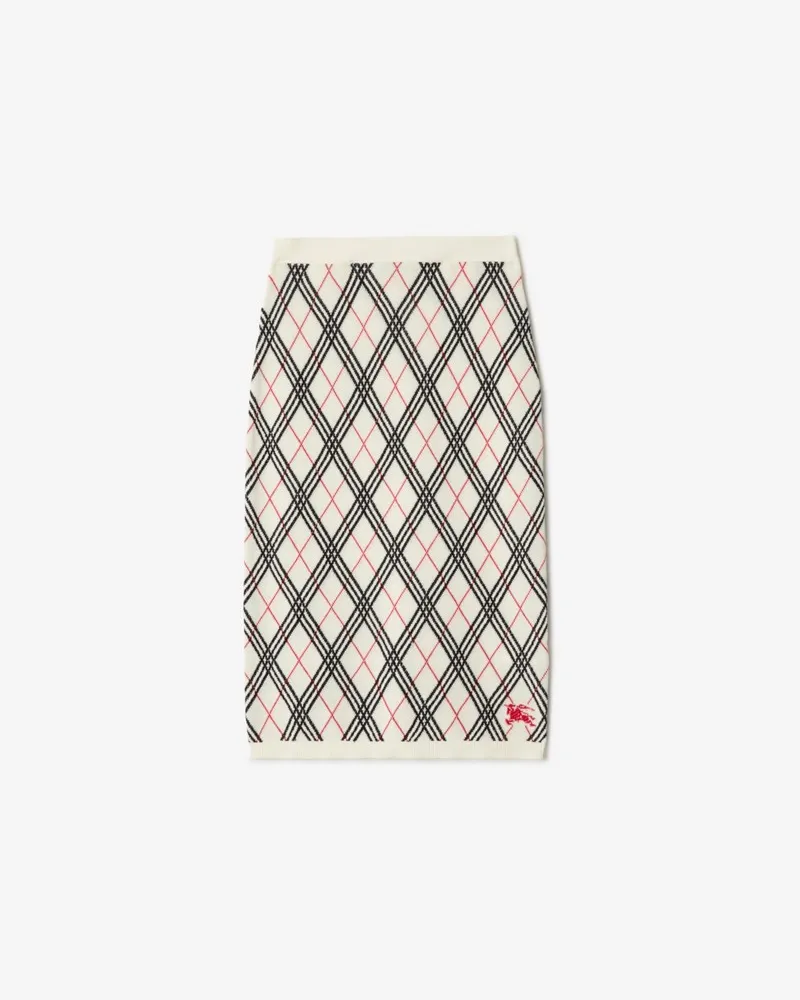 Burberry Baumwollrock in Argyle-Check Chalk-weiß