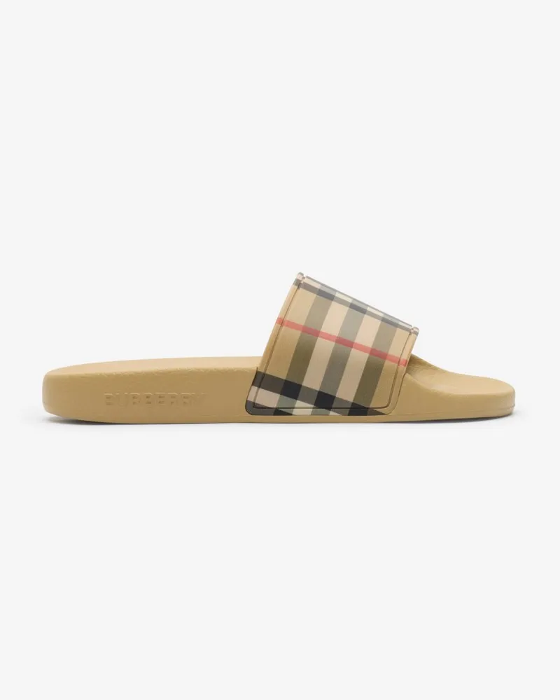 Burberry Slides in Check , Size Sand