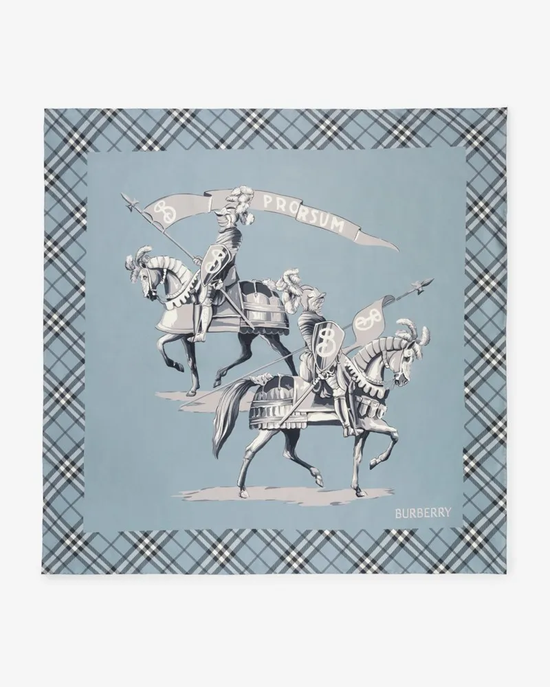 Burberry Seidenschal mit Knight-Archivprint Bank-blau