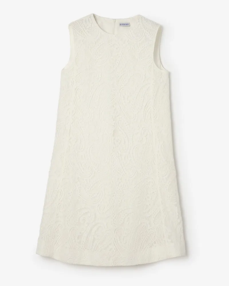 Burberry Shiftkleid aus Paisley-Spitze , Size Chalk-weiß