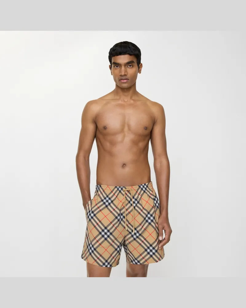 Burberry Schwimmshorts in Check , Size Sand-beige