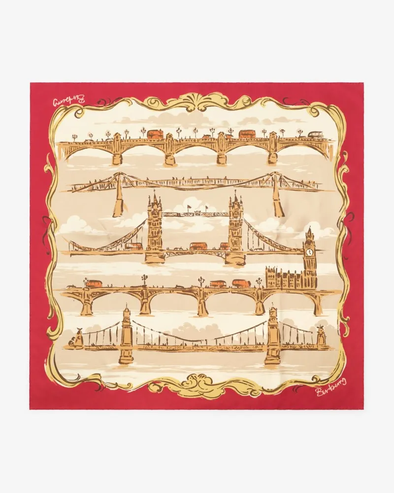 Burberry Seidenschal mit Londoner Brücken Hibiscus