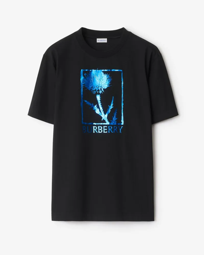 Burberry Baumwoll-T-Shirt mit Distelmotiv Schwarz