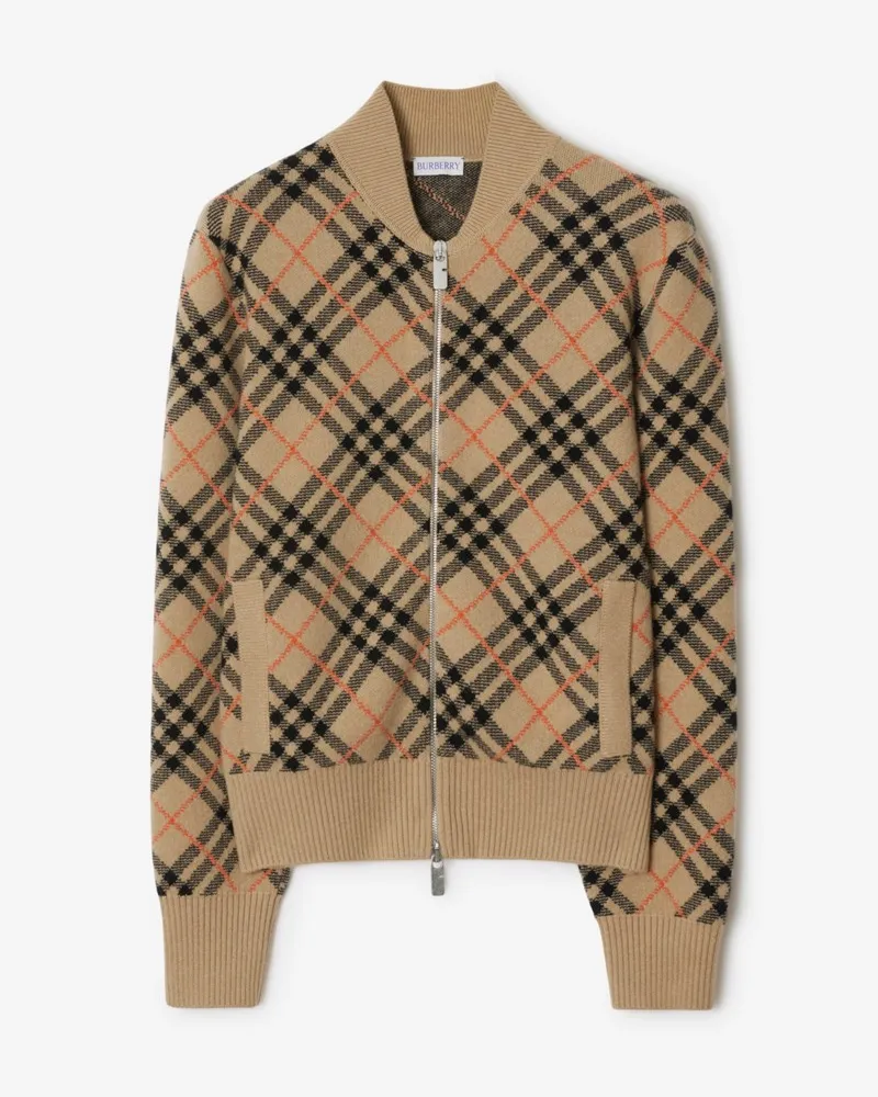 Burberry Kaschmir-Bomberjacke in Check Sand