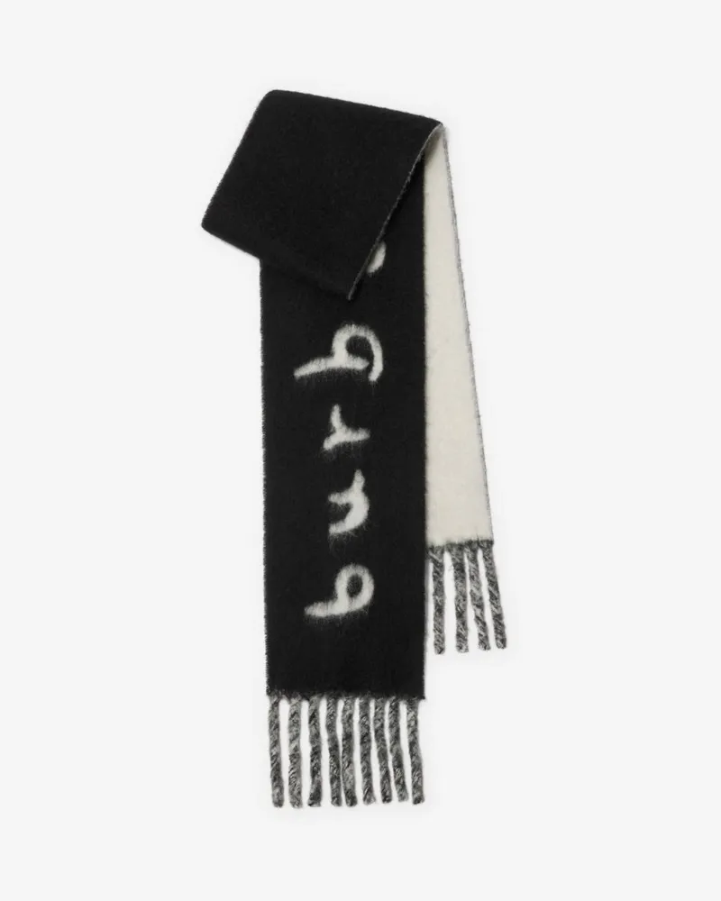 Burberry Wendbarer Alpaka-Wollmisch-Schal mit Logo Schwarz