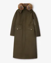 Burberry Langer Baumwollparka mit Kunstpelzbesatz Loch