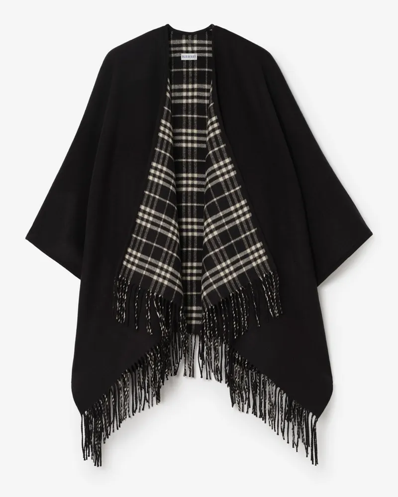 Burberry Wendbares Wollcape mit Check Black