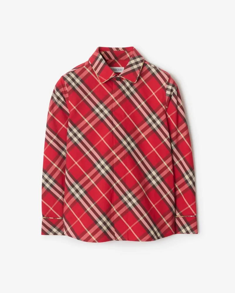 Burberry Baumwollhemd in Check , Size Crayon-rot