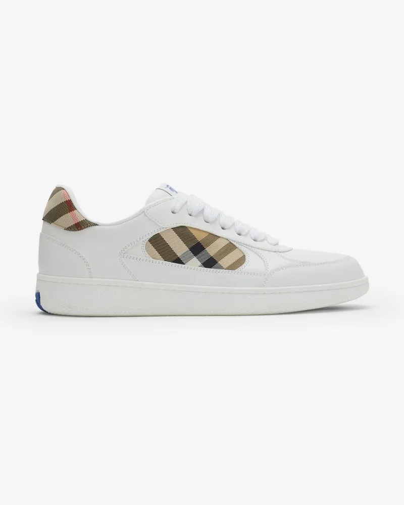 Burberry Sneaker „Terrace“ aus Leder mit Check Weiß