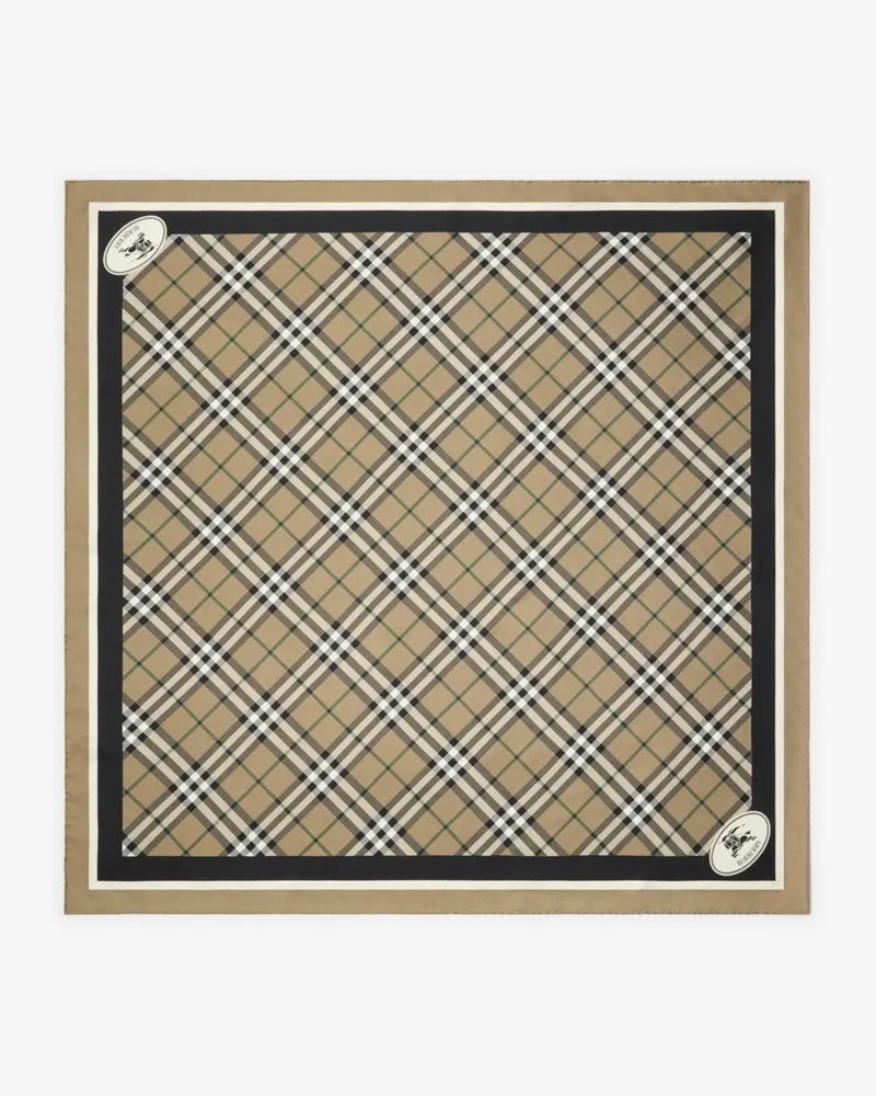 Burberry Seidenschal in Check mit Knight Stamp Linden-braun