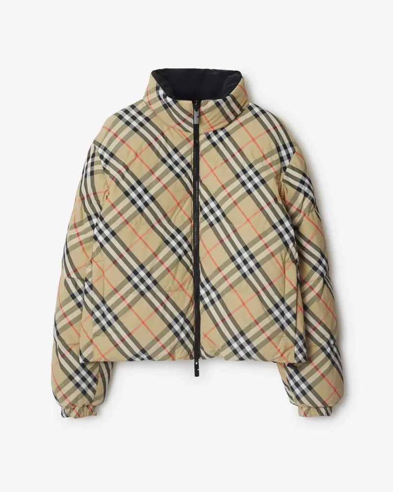 Burberry Wendbare wattierte Nylonjacke in Check Sand