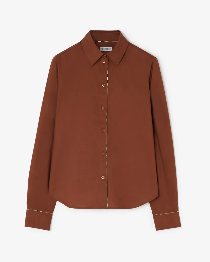 Burberry Legeres Baumwollhemd mit Check-Paspelierung , Size Helles