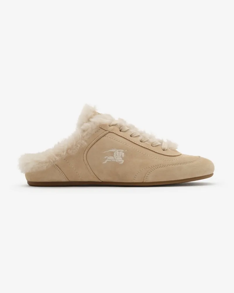 Burberry Mules „Knight Runner“ aus Lammfell , Size Beige-beige