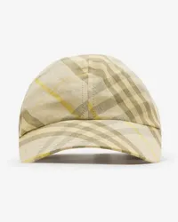 Burberry Leinen-Basecap in Check Wheat