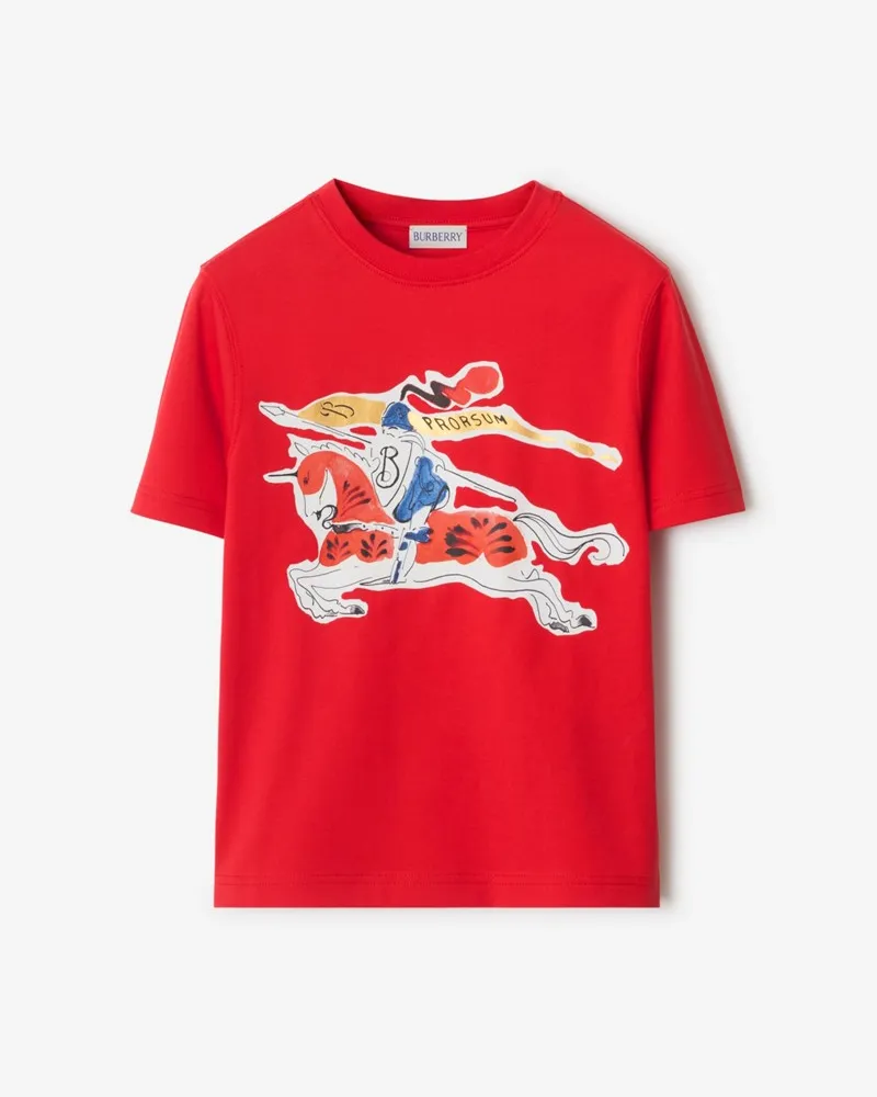 Burberry Baumwoll-T-Shirt mit EKD-Motiv , Size Crayon-rot