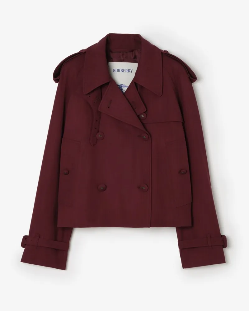 Burberry Cropped-Trenchjacke „Mayfair“ aus Wolle , Size Vineyard