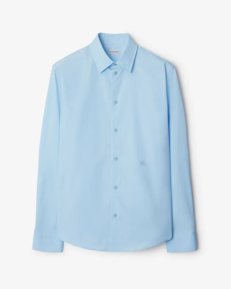 Burberry Schmales Hemd aus Baumwollpopelin Neptune-blau