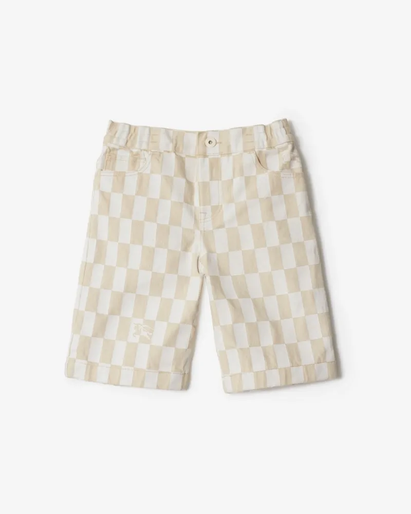 Burberry Denim-Shorts mit Schachbrettmuster und EKD-Motiv Calico