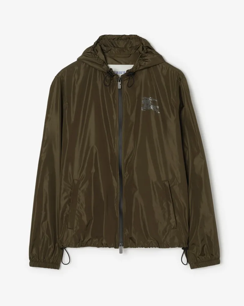 Burberry Nylon-Kapuzenjacke mit EKD-Motiv Marsh-grün