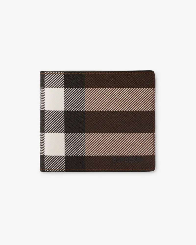 Burberry Faltbrieftasche mit Münzfach aus Check-Gewebe und Leder Dunkles