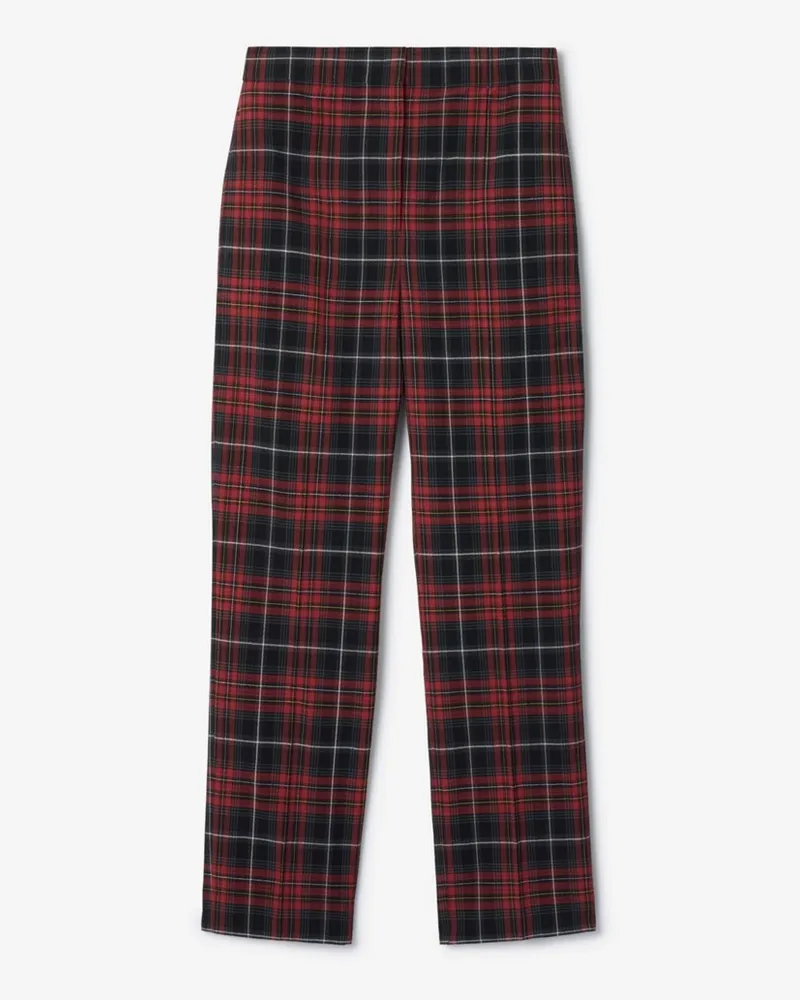 Burberry Elegante Wollmisch-Hose mit Karomuster Poppy-rot