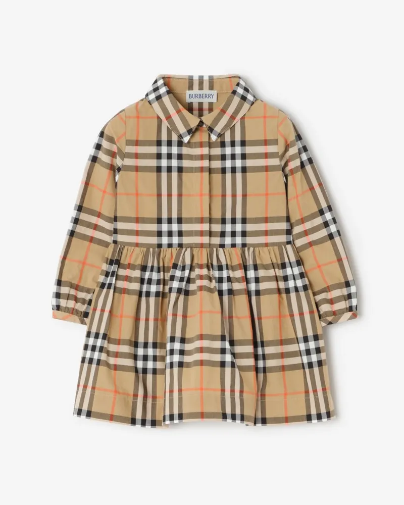 Burberry Baumwollkleid in Check , Size Sand-beige