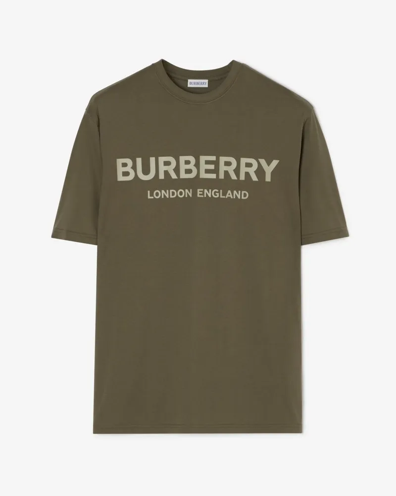 Burberry Baumwoll-T-Shirt mit Logo , Size Olive-green