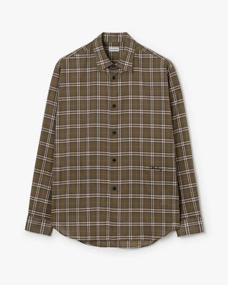 Burberry Legeres Baumwollhemd in Check , Size Finch