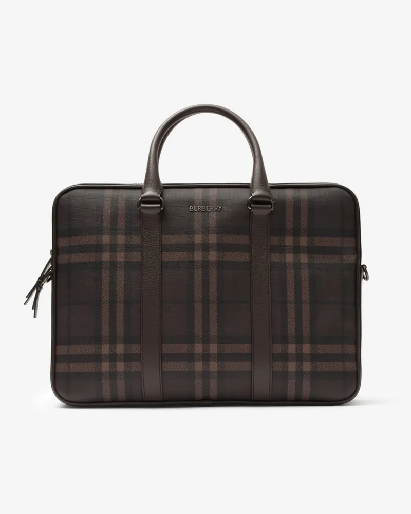 Burberry Aktentasche „City Check Dunkelbraun