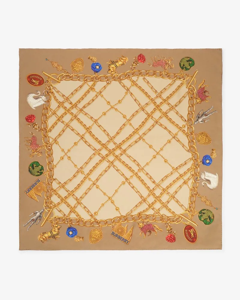 Burberry Seidenschal mit Charm-Motiv Finch-beige