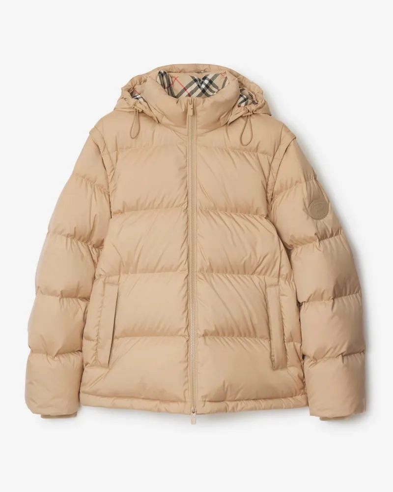 Burberry Wattierte Jacke „Bideford“ mit abnehmbaren Ärmeln Beige