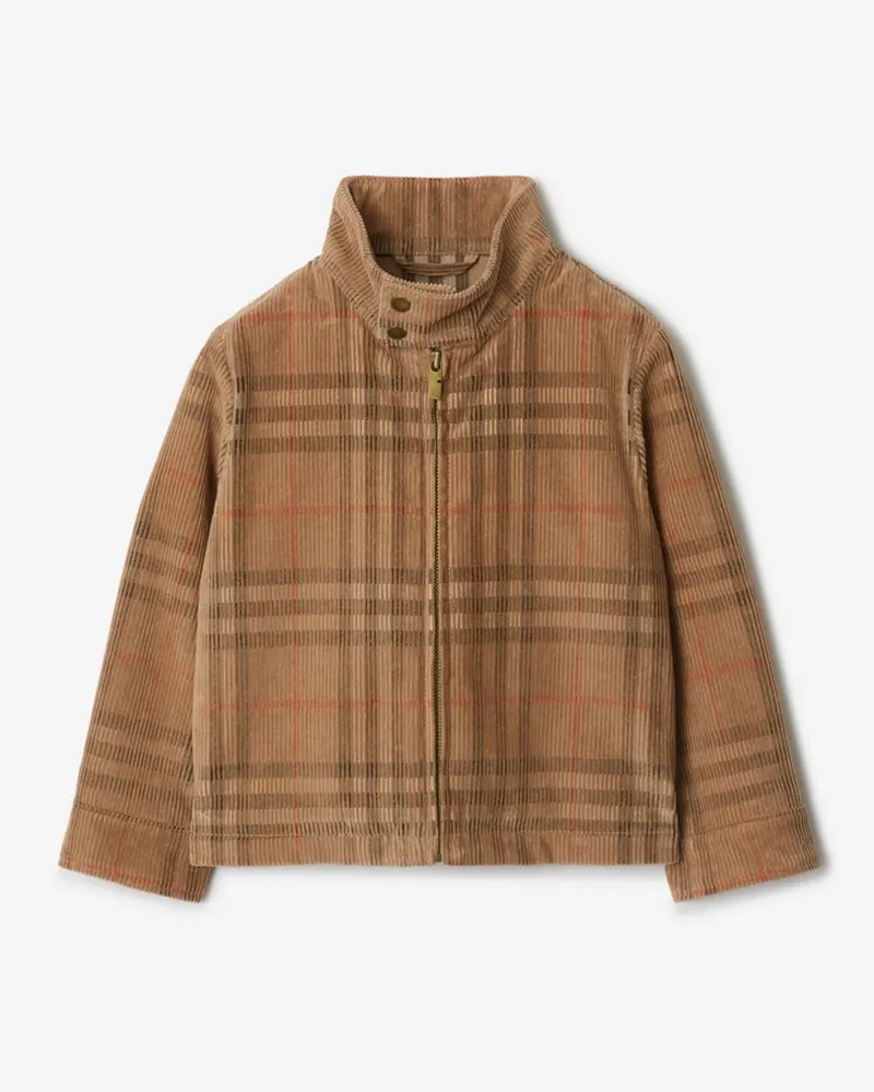 Burberry Harrington-Cordjacke in Check Vintage-beige