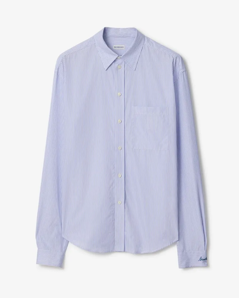 Burberry Klassisches Baumwollpopelin-Hemd mit Streifenmuster Rain-weiß