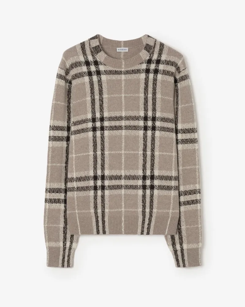 Burberry Kaschmirpullover in Check Dove-grau
