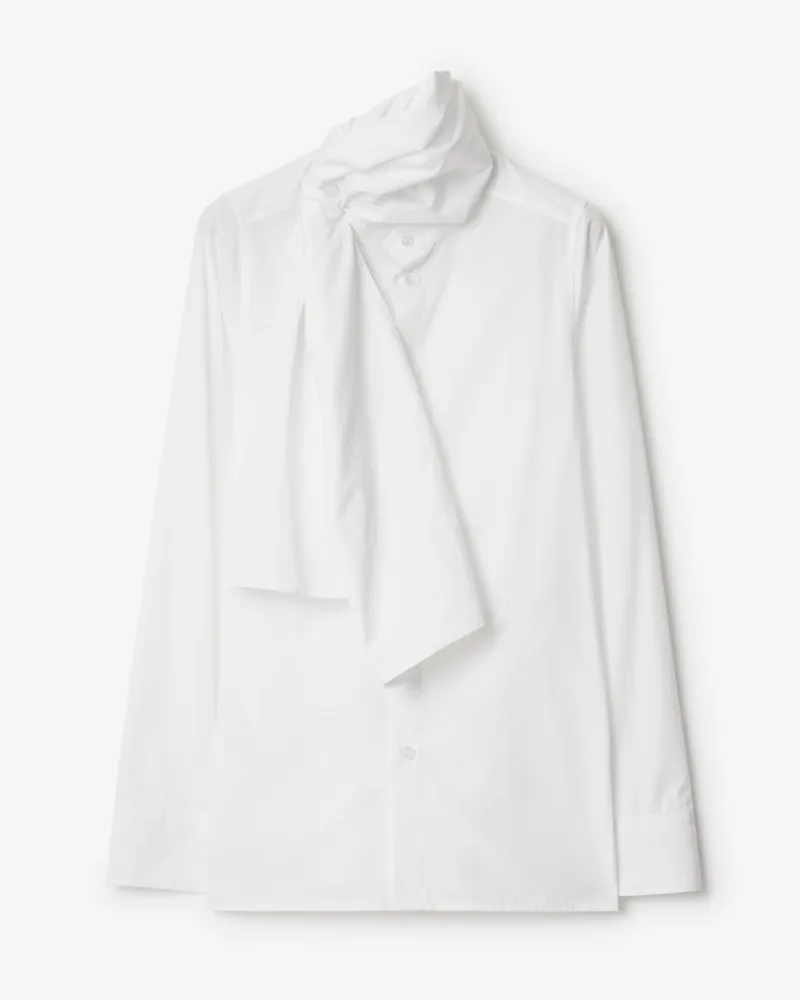 Burberry Baumwollhemd mit Schaldetail Optic-weiß