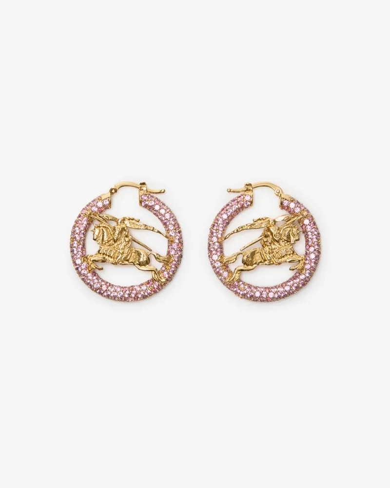Burberry Creolen-Ohrringe mit Knight und Pavé-Fassung Gold