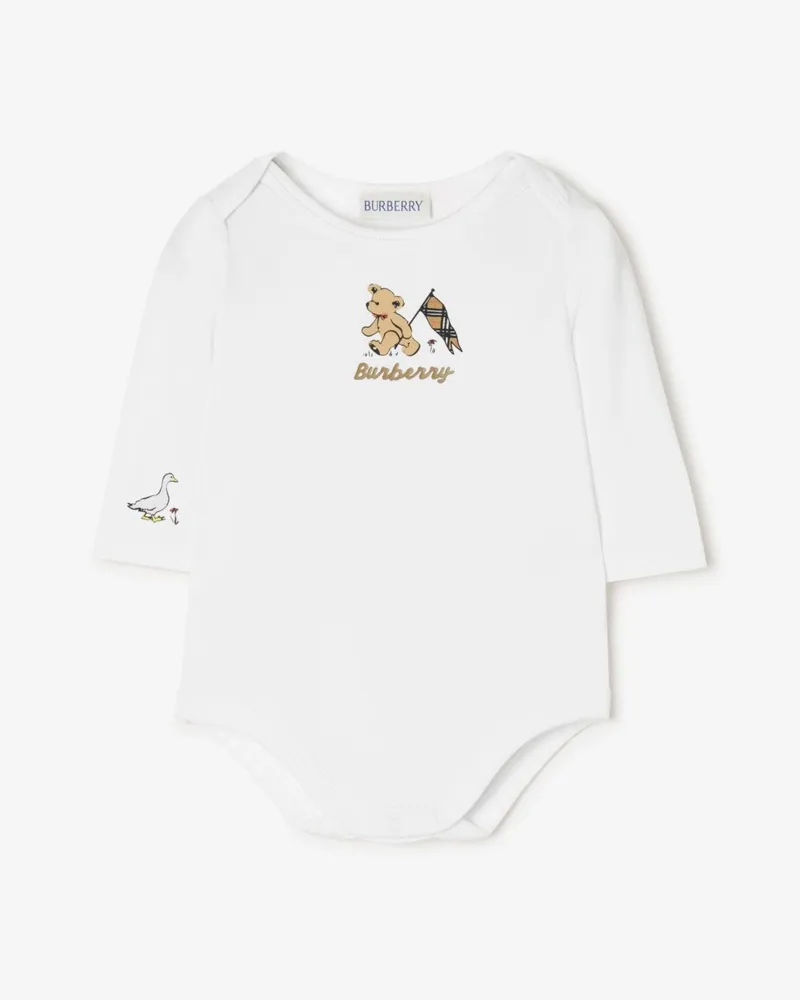 Burberry Zweiteiliges Set aus Stretchbaumwolle mit Thomas Teddybär , Size White