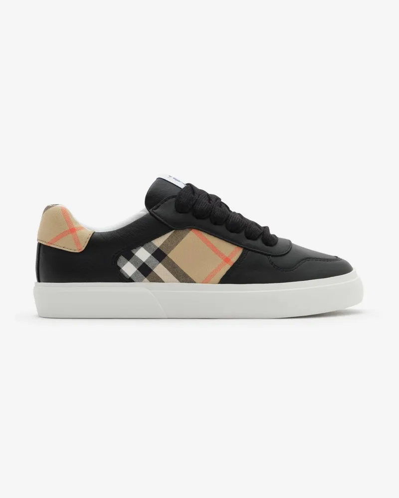 Burberry Sneaker aus Check-Gewebe und Leder , Size Schwarz
