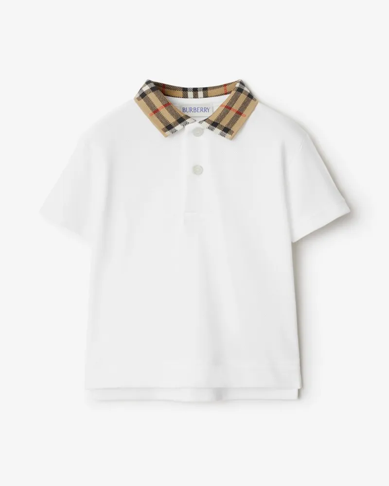 Burberry Baumwoll-Poloshirt mit Check-Kragen Weiß