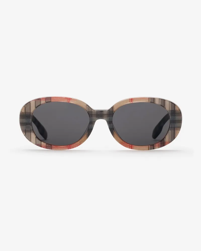 Burberry Sonnenbrille „Oval“ in Check Antikgelb
