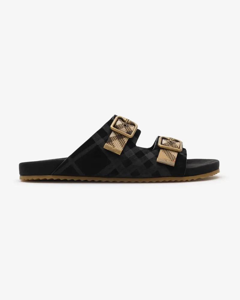 Burberry Veloursleder-Sandalen „Urchin“ mit Karomuster , Size Black