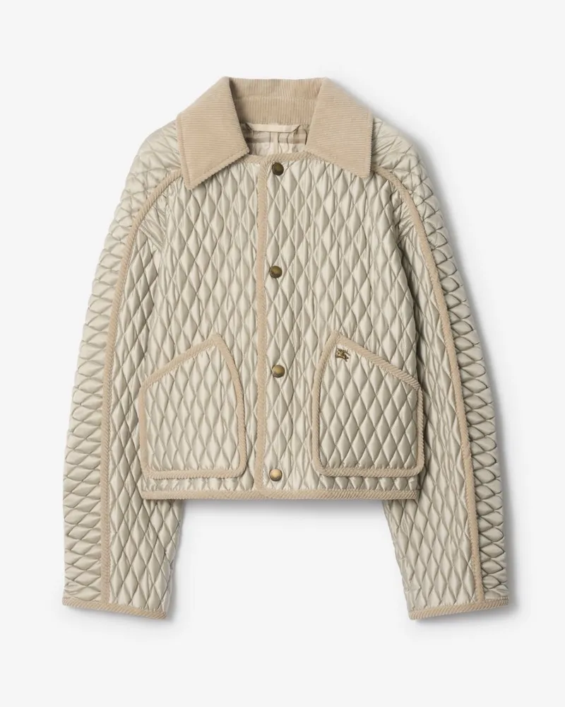 Burberry Cropped-Steppjacke „Floriston“ aus Nylon Wisp-grau