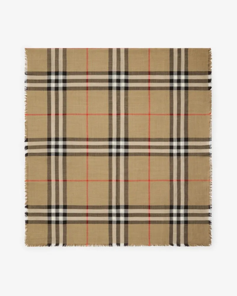 Burberry Wendbarer Woll-Seiden-Schal in Check Sand-beige