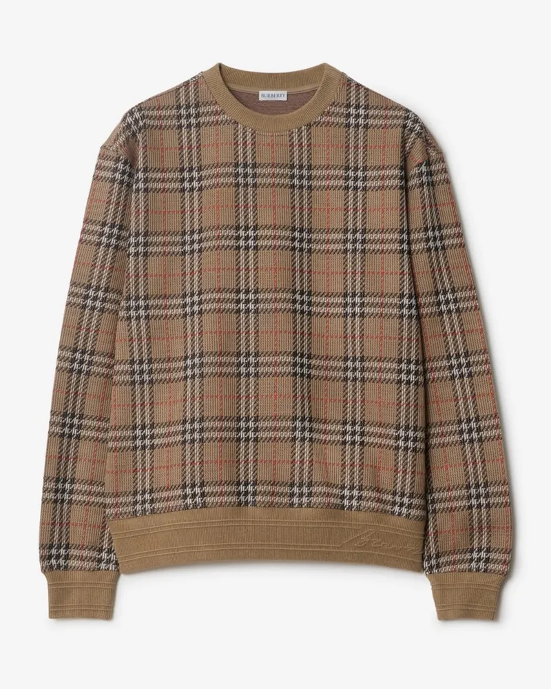 Burberry Baumwollmisch-Pullover in Check Nut